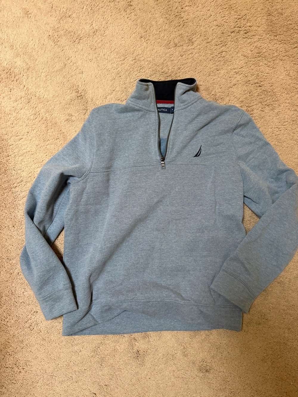 Nautica Men’s Heather Light Blue Half-Zip Pullover Sweater